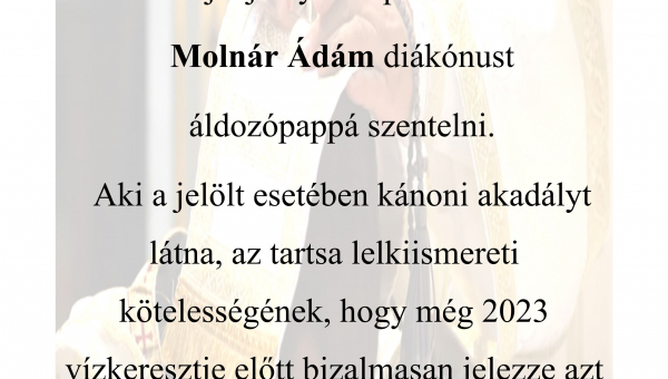 Molnár Ádám papszentelése
